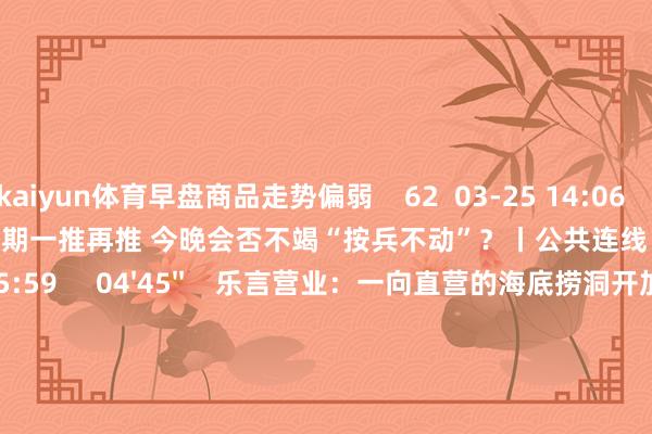 kaiyun体育早盘商品走势偏弱    62  03-25 14:06     03'54''    欧央行降息预期一推再推 今晚会否不竭“按兵不动”？丨公共连线    249  03-07 15:59     04'45''    乐言营业：一向直营的海底捞洞开加盟了 背后原因几何    64  03-07 13:00     01'22''    华夏证券：瞻望股指总体将保管涟漪样式｜有看投    43  03-07 12:43     185'00''    2024年3月6日《商场零距离》下昼    77  03-06 16:05     一财最热    点击关闭-云开平台(中国)kaiyun登录入口